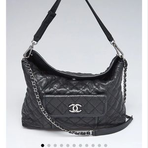Chanel French Rivera hobo black caviar
